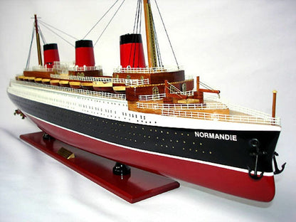 ALDO Hobbies & Creative Arts> Collectibles> Scale Model L: 41 W: 5.5 H: 14.5 Inches / NEW / Wood T.S.S. Normandie French Painted Passenger Ship Ocean Liner Large Wood Model Assembled