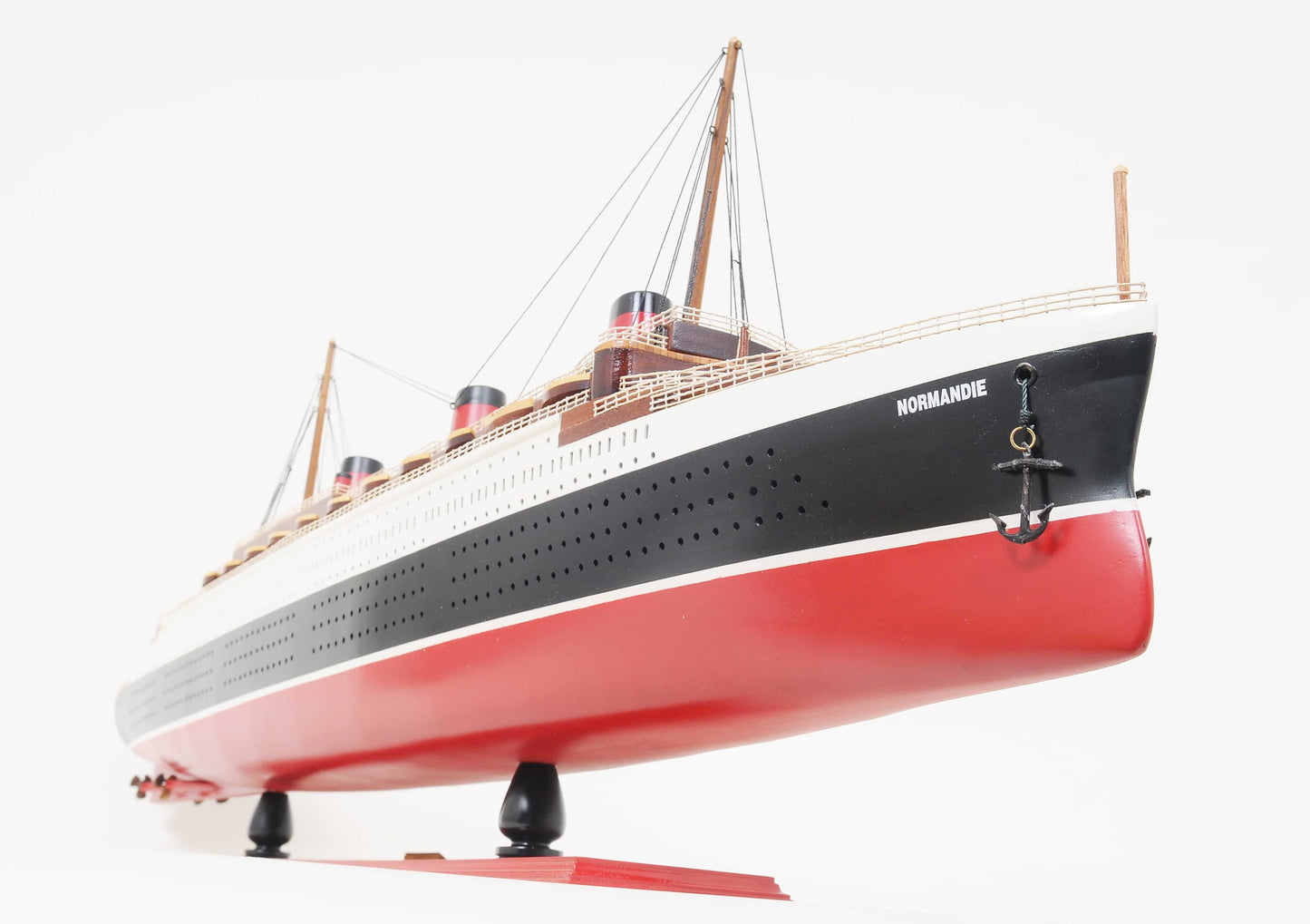 ALDO Hobbies & Creative Arts> Collectibles> Scale Model L: 41 W: 5.5 H: 14.5 Inches / NEW / Wood T.S.S. Normandie French Painted Passenger Ship Ocean Liner Large Wood Model Assembled