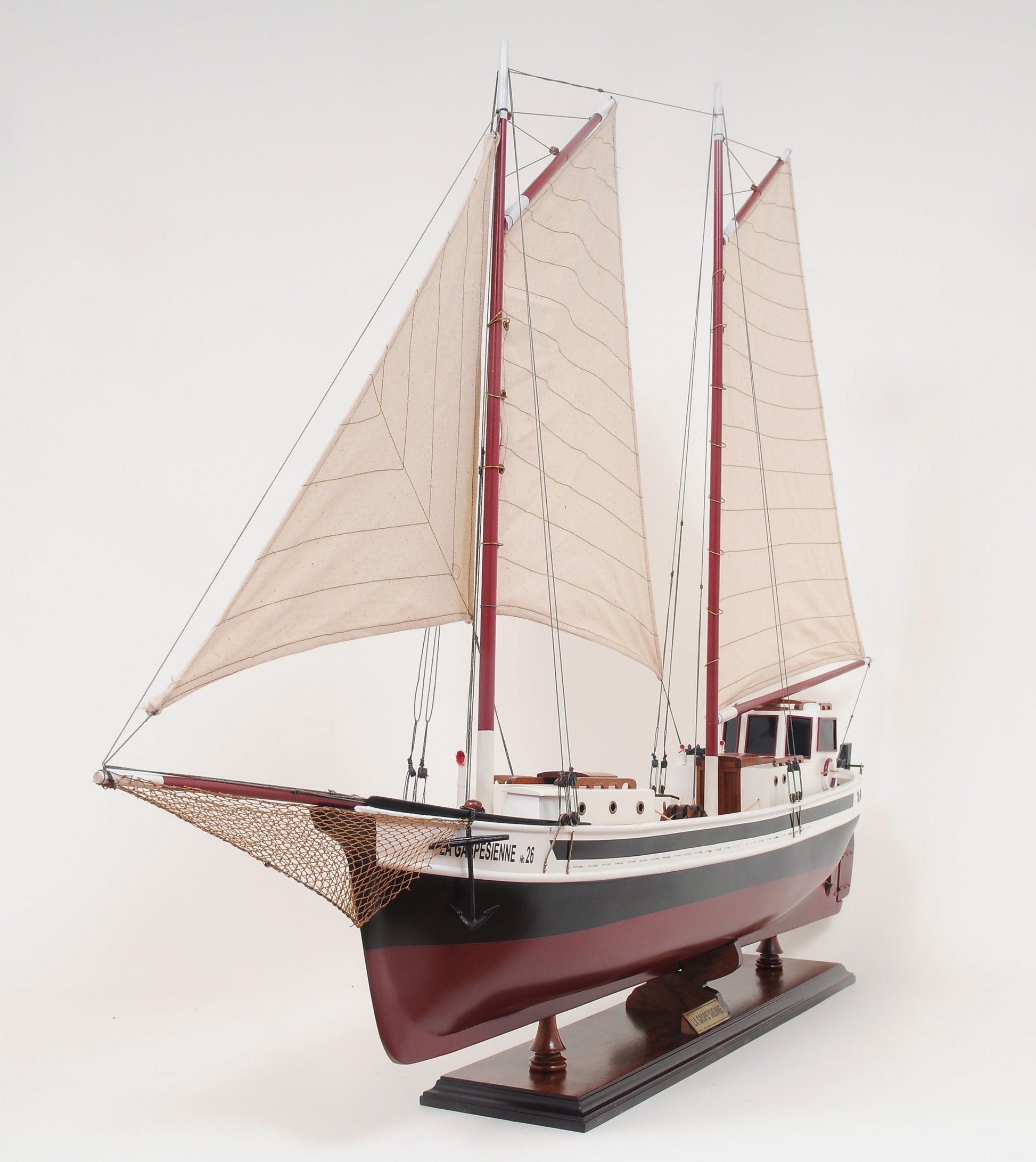 ALDO Hobbies & Creative Arts> Collectibles> Scale Model L: 43 W: 5.5 H: 31.25 Inches / NEW / Wood La Gaspésienne Canadien Sailboat Large Wood Model Ship By Developer Howard Chapelle