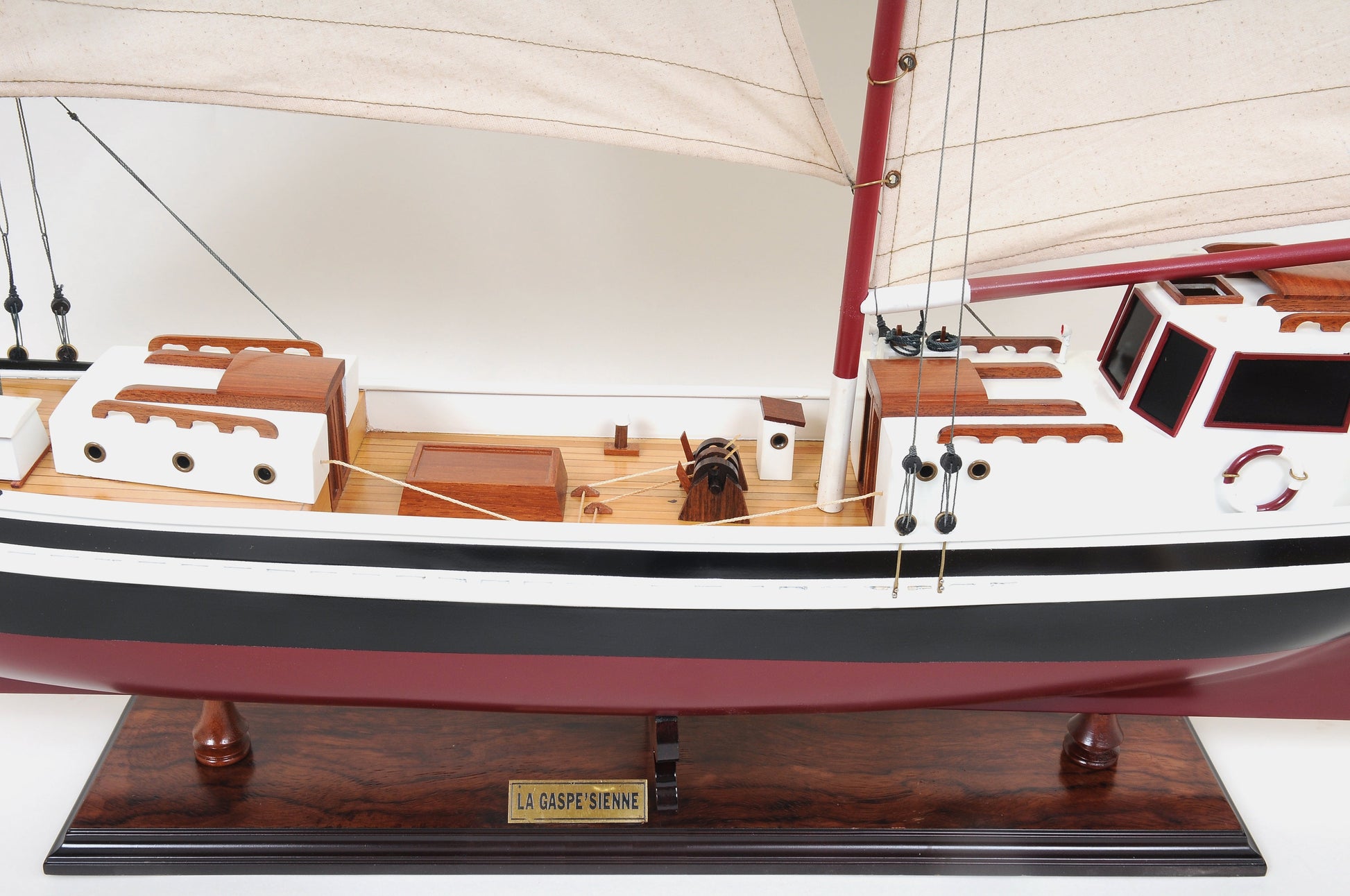 ALDO Hobbies & Creative Arts> Collectibles> Scale Model L: 43 W: 5.5 H: 31.25 Inches / NEW / Wood La Gaspésienne Canadien Sailboat Large Wood Model Ship By Developer Howard Chapelle