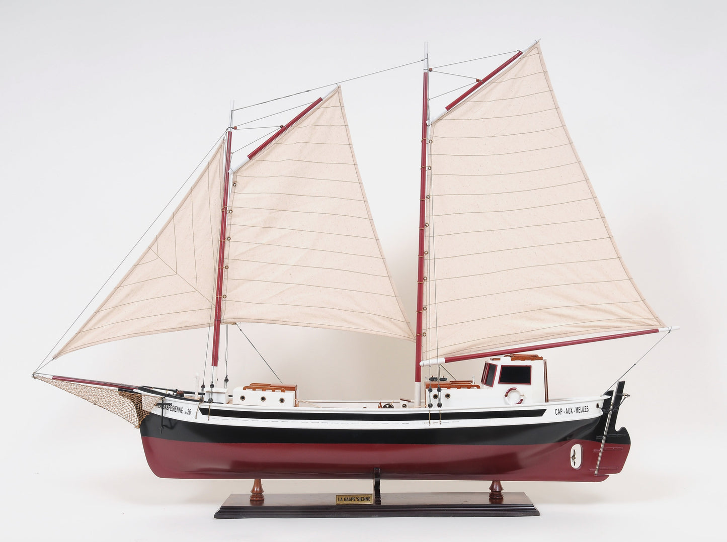 ALDO Hobbies & Creative Arts> Collectibles> Scale Model L: 43 W: 5.5 H: 31.25 Inches / NEW / Wood La Gaspésienne Canadien Sailboat Large Wood Model Ship By Developer Howard Chapelle