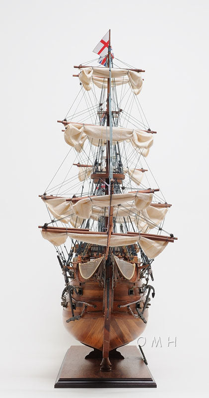 Aldo Hobbies & Creative Arts> Collectibles> Scale Model new / Wood / L: 35.4 W: 13.5 H: 29.5 Inches HMS Victory Midsize EE Tall Ship Wood Model Sailboat Assembled  With Display Case Front Open and Glass