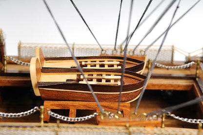 Aldo Hobbies & Creative Arts> Collectibles> Scale Model new / Wood / L: 35.4 W: 13.5 H: 29.5 Inches HMS Victory Midsize EE Tall Ship Wood Model Sailboat Assembled  With Display Case Front Open and Glass