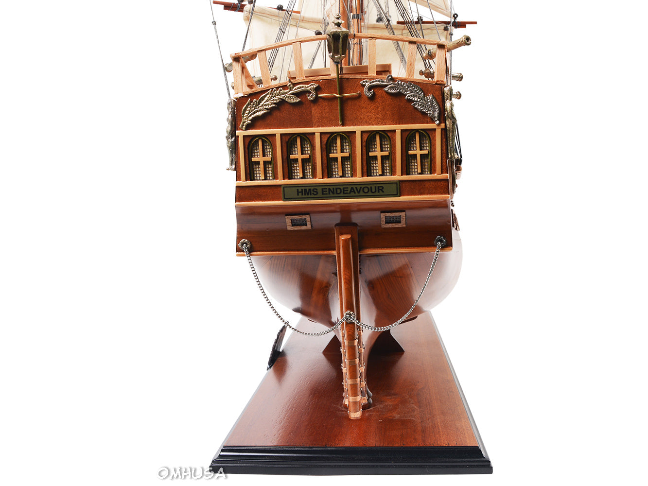 Aldo Hobbies & Creative Arts> Collectibles> Scale Model new / Wood / L: 38 W: 13 H: 32 Inches HMS  Endeavour British Royal Navy James Cook Tall Ship Large Wood Model Sailboat Assembled