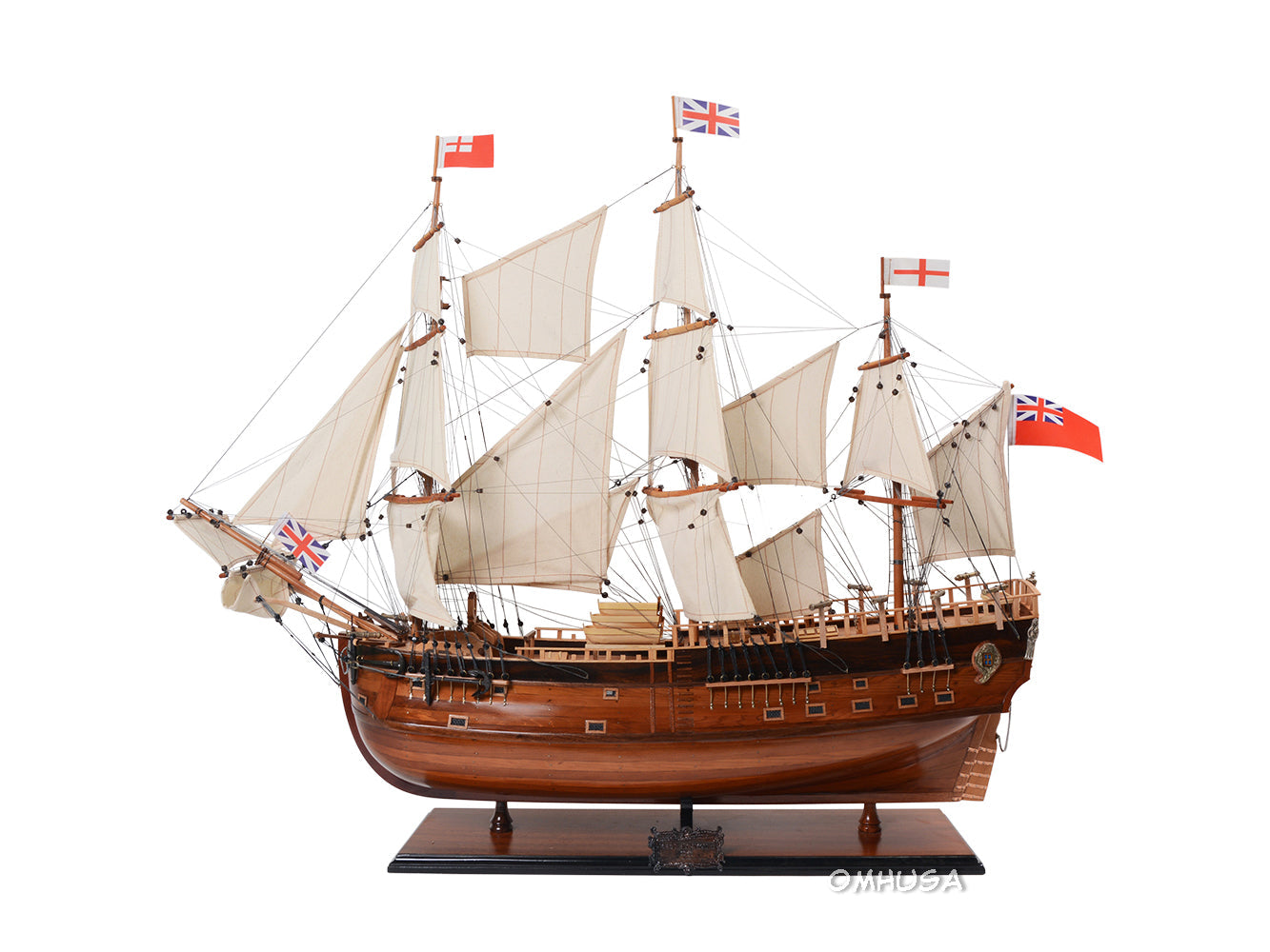 Aldo Hobbies & Creative Arts> Collectibles> Scale Model new / Wood / L: 38 W: 13 H: 32 Inches HMS  Endeavour British Royal Navy James Cook Tall Ship Large Wood Model Sailboat Assembled