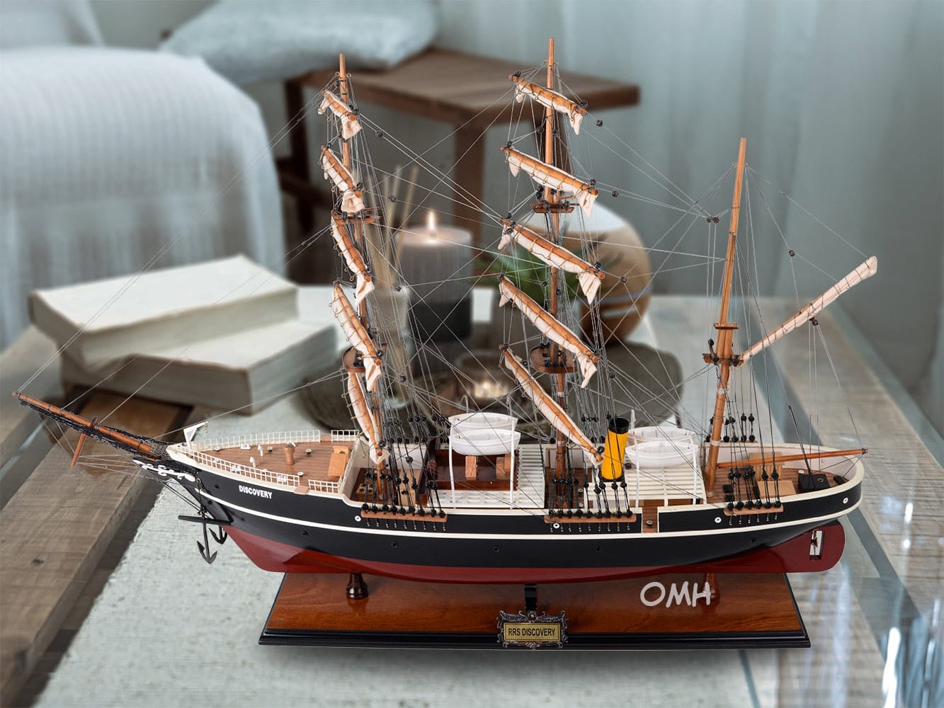 ALDO Hobbies & Creative Arts> Collectibles> Scale Model RRS Discovery Wood Model Sailboat  Steamship Assembled