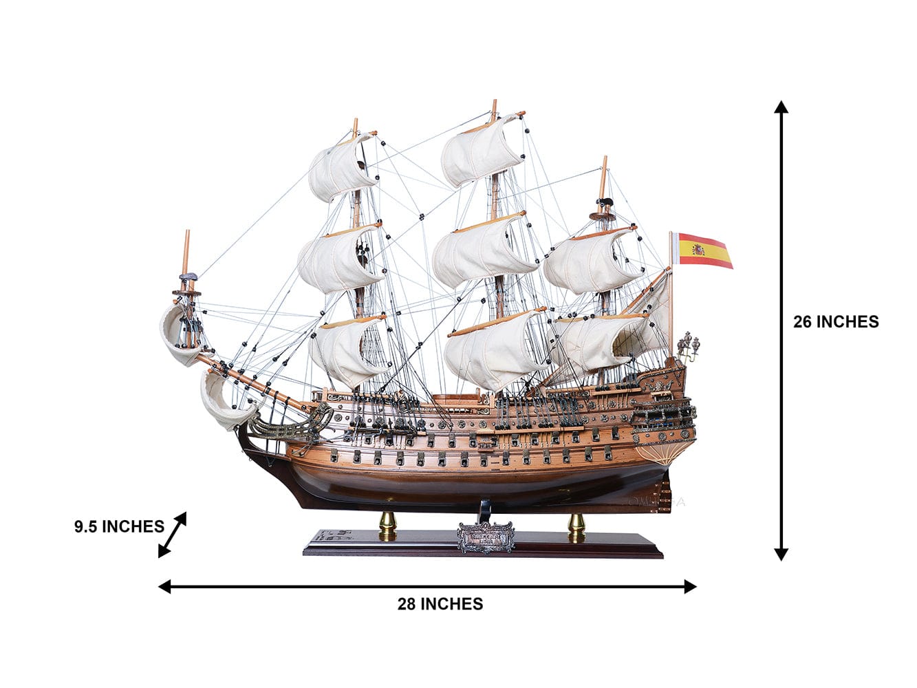 ALDO Hobbies & Creative Arts> Collectibles> Scale Model San Felipe Spanish Armada Galleon Tall Ship Medium Wood Model Limited Edition Full Crooked SailsSailboat Assembled