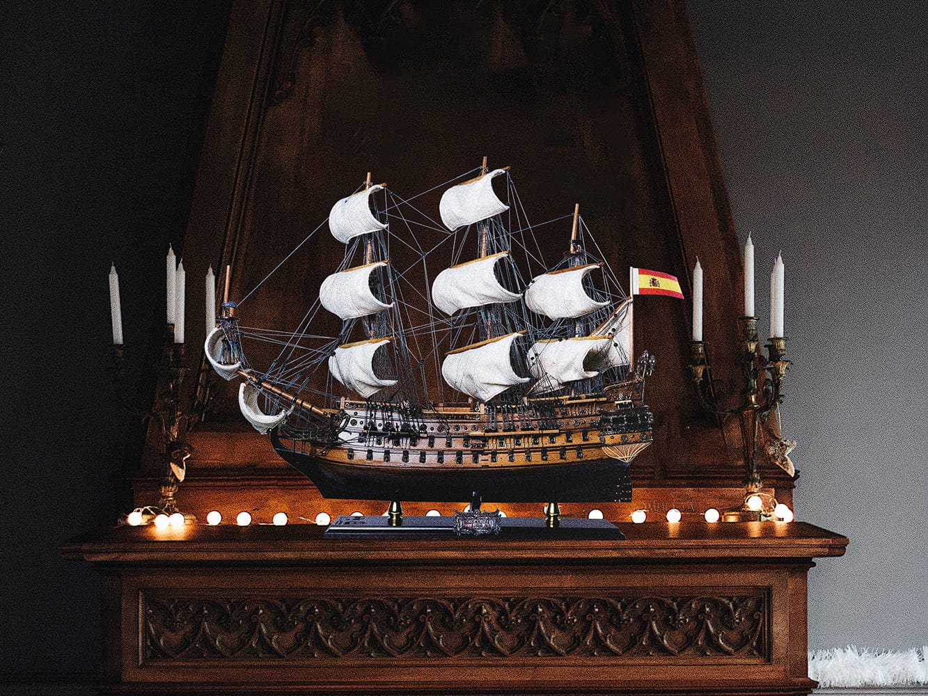 ALDO Hobbies & Creative Arts> Collectibles> Scale Model San Felipe Spanish Armada Galleon Tall Ship Medium Wood Model Limited Edition Full Crooked SailsSailboat Assembled