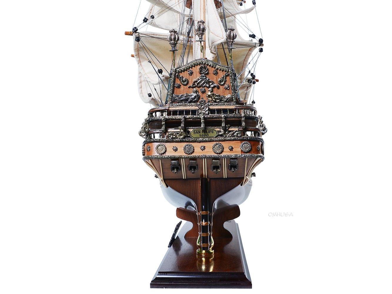 ALDO Hobbies & Creative Arts> Collectibles> Scale Model San Felipe Spanish Armada Galleon Tall Ship Medium Wood Model Limited Edition Full Crooked SailsSailboat Assembled