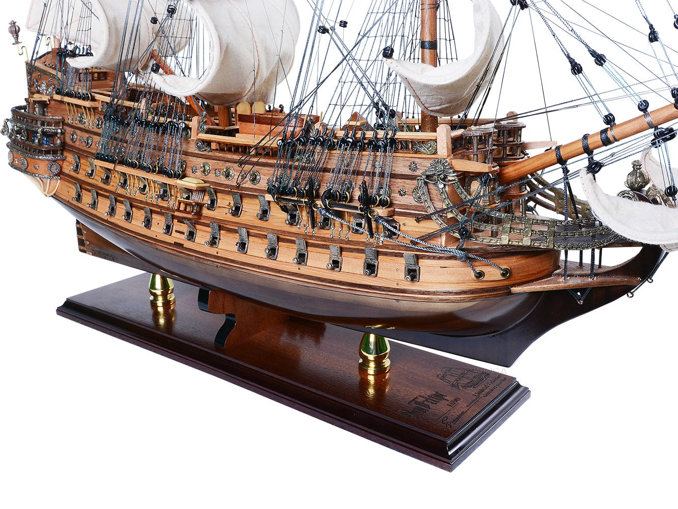 ALDO Hobbies & Creative Arts> Collectibles> Scale Model San Felipe Spanish Armada Galleon Tall Ship Medium Wood Model Limited Edition Full Crooked SailsSailboat Assembled