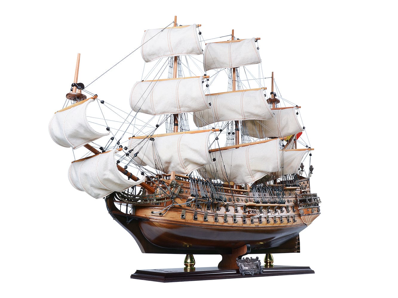 ALDO Hobbies & Creative Arts> Collectibles> Scale Model San Felipe Spanish Armada Galleon Tall Ship Medium Wood Model Limited Edition Full Crooked SailsSailboat Assembled