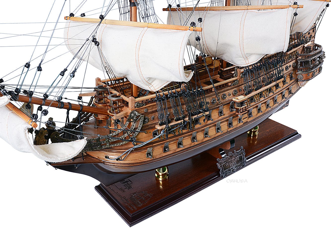 ALDO Hobbies & Creative Arts> Collectibles> Scale Model San Felipe Spanish Armada Galleon Tall Ship Medium Wood Model Limited Edition Full Crooked SailsSailboat Assembled