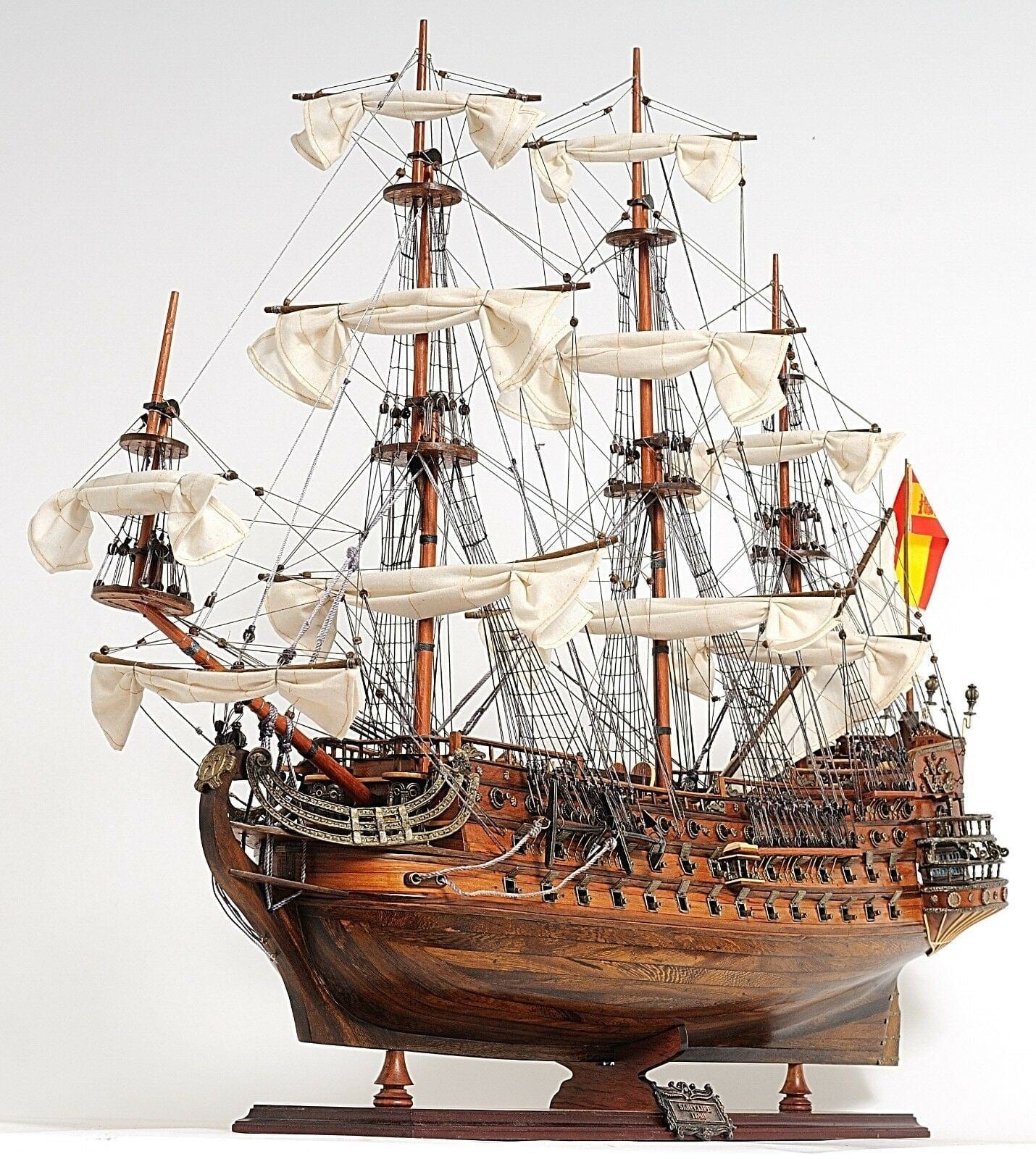 ALDO Hobbies & Creative Arts> Collectibles> Scale Model San Felipe Spanish Armada Galleon Tall Ship Medium Wood Model Sailboat Assembled