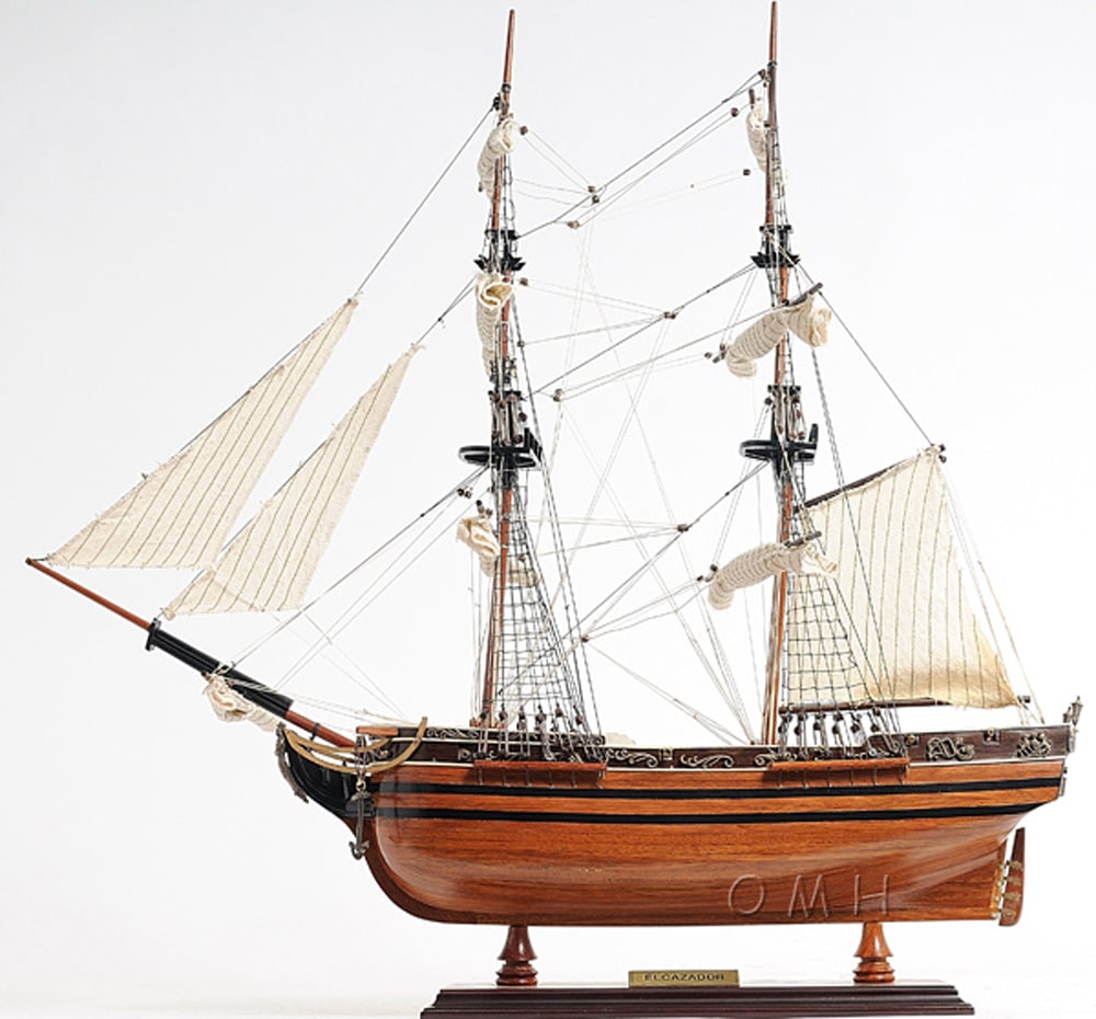 ALDO Hobbies & Creative Arts > Collectibles > Scale Models L: 24 W: 8 H: 24 Inches / NEW / Wood El Cazador The Hunter Spanish brig Tall Ship  Wood Model Sailboat Assembled