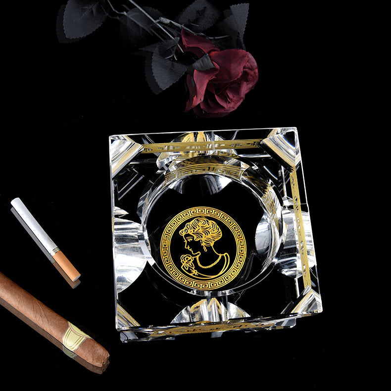 ALDO Home & Kitchen>Ashtray French Royal Style Hand Made Fine Led Free Cristal with Real Gold leaf Designer Ashtray