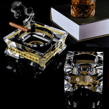 ALDO Home & Kitchen>Ashtray French Royal Style Hand Made Fine Led Free Cristal with Real Gold leaf Designer Ashtray