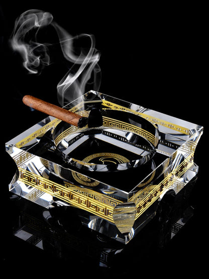 ALDO Home & Kitchen>Ashtray French Royal Style Hand Made Fine Led Free Cristal with Real Gold leaf Designer Ashtray