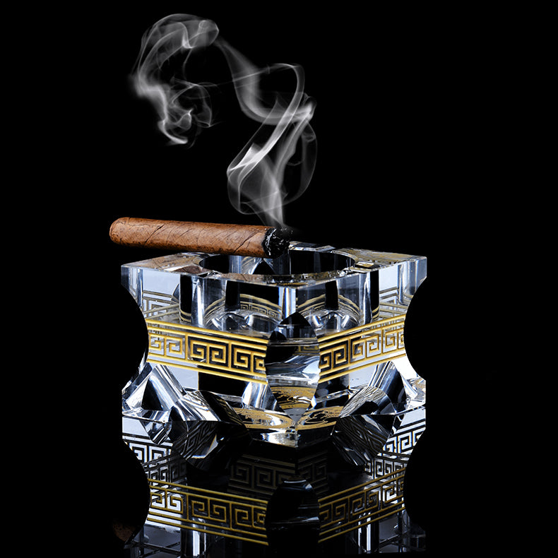 ALDO Home & Kitchen>Ashtray French Royal Style Hand Made Fine Led Free Cristal with Real Gold leaf Designer Ashtray