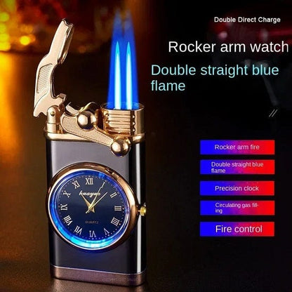 ALDO Home & Kitchen>Ashtray Private Collection Deasigner Windproof Gas Lighter with Quartz Wrist Watch Gift Smoking Accessories