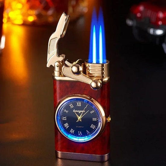 ALDO Home & Kitchen>Ashtray Private Collection Deasigner Windproof Gas Lighter with Quartz Wrist Watch Gift Smoking Accessories