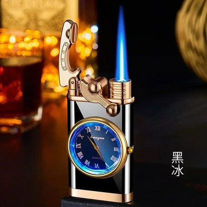 ALDO Home & Kitchen>Ashtray Private Collection Deasigner Windproof Gas Lighter with Quartz Wrist Watch Gift Smoking Accessories