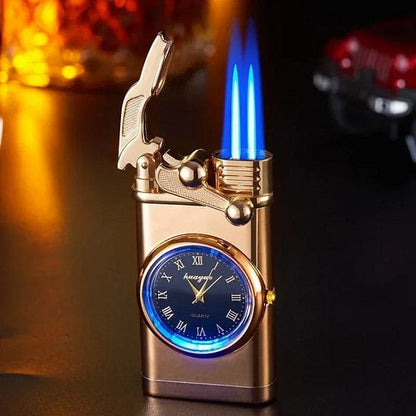 ALDO Home & Kitchen>Ashtray Private Collection Deasigner Windproof Gas Lighter with Quartz Wrist Watch Gift Smoking Accessories