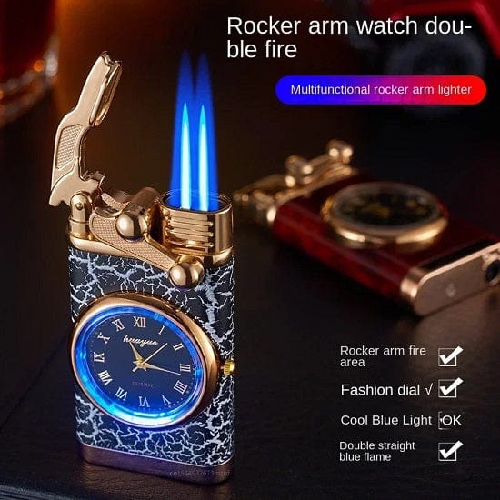 ALDO Home & Kitchen>Ashtray Private Collection Deasigner Windproof Gas Lighter with Quartz Wrist Watch Gift Smoking Accessories