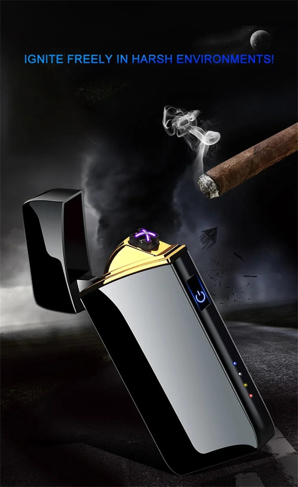 ALDO Home & Kitchen>Ashtray Private Collection Electric Windproof Metal Lighter Double Arc Plasma Flameless Rechargeable USB Lighter LED Gift Smoking Accessories