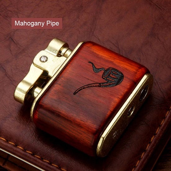 ALDO Home & Kitchen>Ashtray Private Collection Nostalgic Old-Fashioned Solid Wood Mechanical Lighter Pipe Smoking Gift Accessories