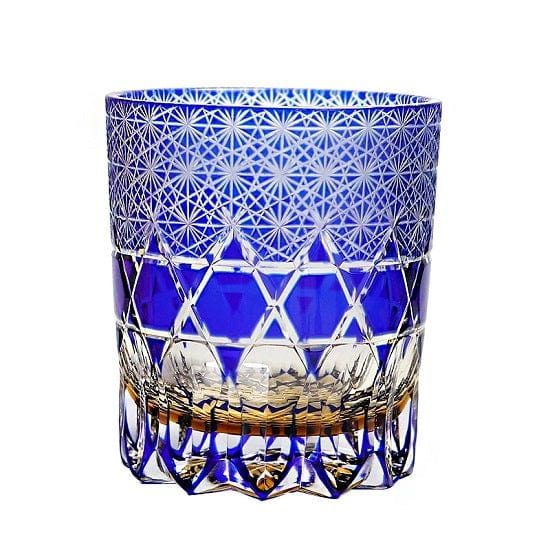 ALDO Home & Kitchen>Cups, Mugs, & Saucers Blue / Lead free Crystal Private Collection Japanese Kiriko Style Delicate Hand Cut and Blown Lead Free Tumbler Crystal Whisky Glass