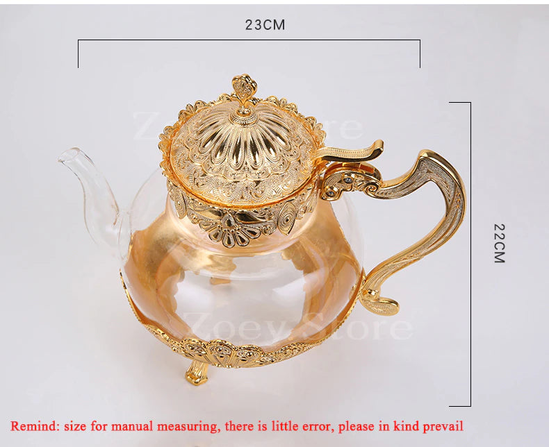 ALDO Home & Kitchen>Cups, Mugs, & Saucers European Exquisite Glass Cups with Gold Saucer ,Spoons and Coffee Pot For Tea or Coffee and Tea