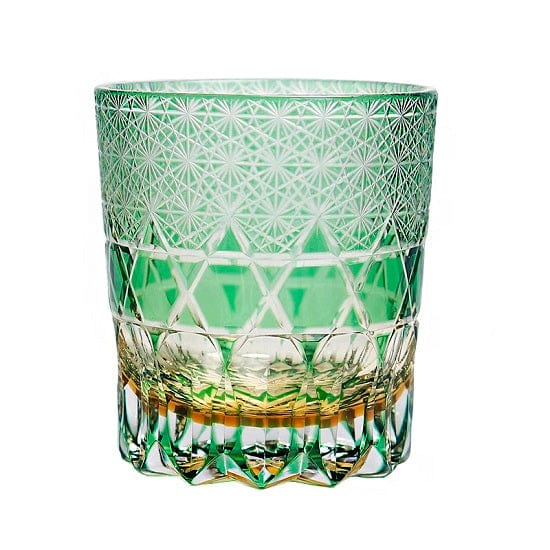 ALDO Home & Kitchen>Cups, Mugs, & Saucers Green / Lead free Crystal Private Collection Japanese Kiriko Style Delicate Hand Cut and Blown Lead Free Tumbler Crystal Whisky Glass