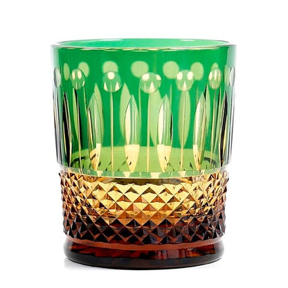 ALDO Home & Kitchen>Cups, Mugs, & Saucers Green Privat Collection Japanese Edo Kiriko Style Old Fashioned  Hand Cut and Blown Crystal Wishky Cocktail and Vodka Glasses