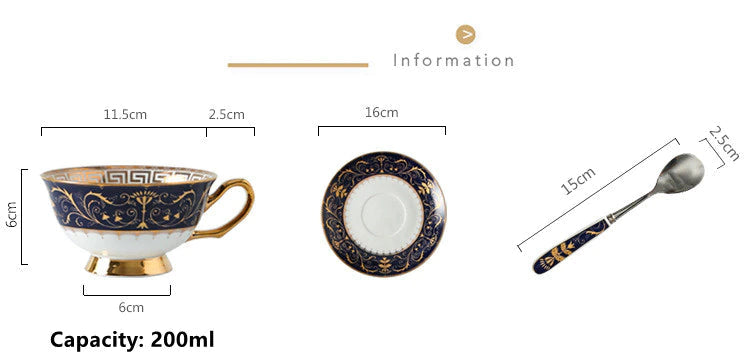 ALDO Home & Kitchen>Cups, Mugs, & Saucers Luxury Porcelain Coffee or Tea Cup Gold Plated Versace Style with Saucer and Spoon