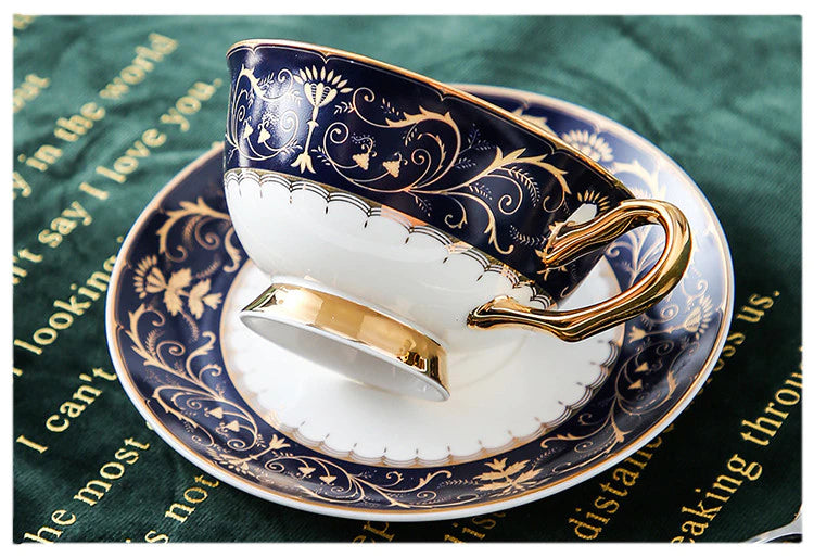 ALDO Home & Kitchen>Cups, Mugs, & Saucers Luxury Porcelain Coffee or Tea Cup Gold Plated Versace Style with Saucer and Spoon