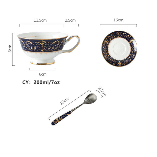 ALDO Home & Kitchen>Cups, Mugs, & Saucers Luxury Porcelain Coffee or Tea Cup Gold Plated Versace Style with Saucer and Spoon