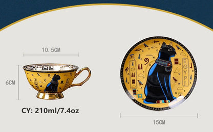 ALDO Home & Kitchen>Cups, Mugs, & Saucers Porcelain Coffee or Tea Cup Gold Plated Legends of Egypt with Saucer and Spoon 24 Karat Gold Plated