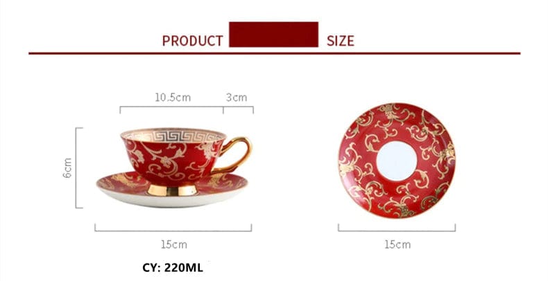 ALDO Home & Kitchen>Cups, Mugs, & Saucers Porcelain Luxury Coffee or Tea Cup Gold Plated Fantasy Style with Saucer and Spoon
