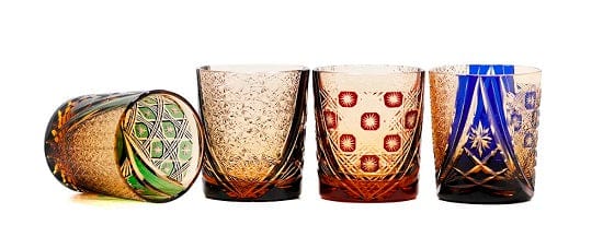 ALDO Home & Kitchen>Cups, Mugs, & Saucers Privat Collection Japanese Edo Kiriko Style Bohemian Hand Cut and Blown Crystal Wishky Cocktail and Vodka Glasses