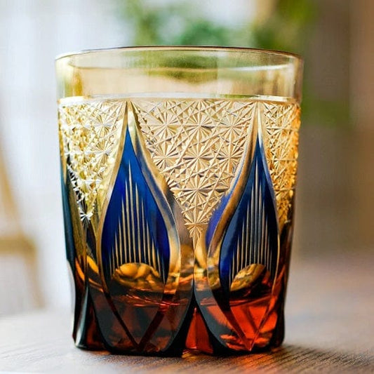 ALDO Home & Kitchen>Cups, Mugs, & Saucers Private Collection Japanese Kiriko Style Bohemian Hand Cut and Blown Lead Free Crystal Whiskey Glasses