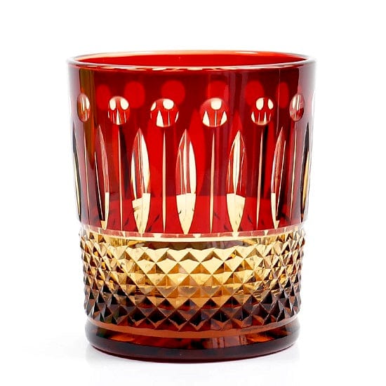 ALDO Home & Kitchen>Cups, Mugs, & Saucers Red Privat Collection Japanese Edo Kiriko Style Old Fashioned  Hand Cut and Blown Crystal Wishky Cocktail and Vodka Glasses