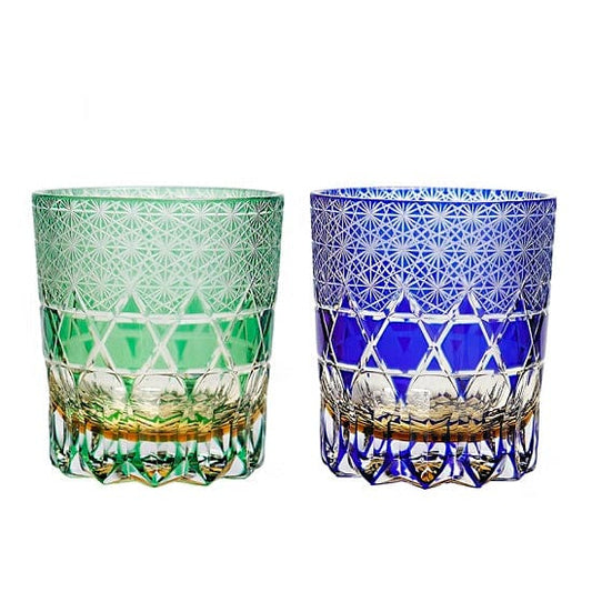 ALDO Home & Kitchen>Cups, Mugs, & Saucers Set of 2 / Lead free Crystal Private Collection Japanese Kiriko Style Delicate Hand Cut and Blown Lead Free Tumbler Crystal Whisky Glass