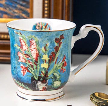 ALDO Home & Kitchen>Cups, Mugs, & Saucers Style 2 / Porcelain / 10cm H x 9.5 cm W Top Grade Porcelain Coffee or Tea Cup Mug Gold Plated featuring Van Gogh's Classic Oil Paintings