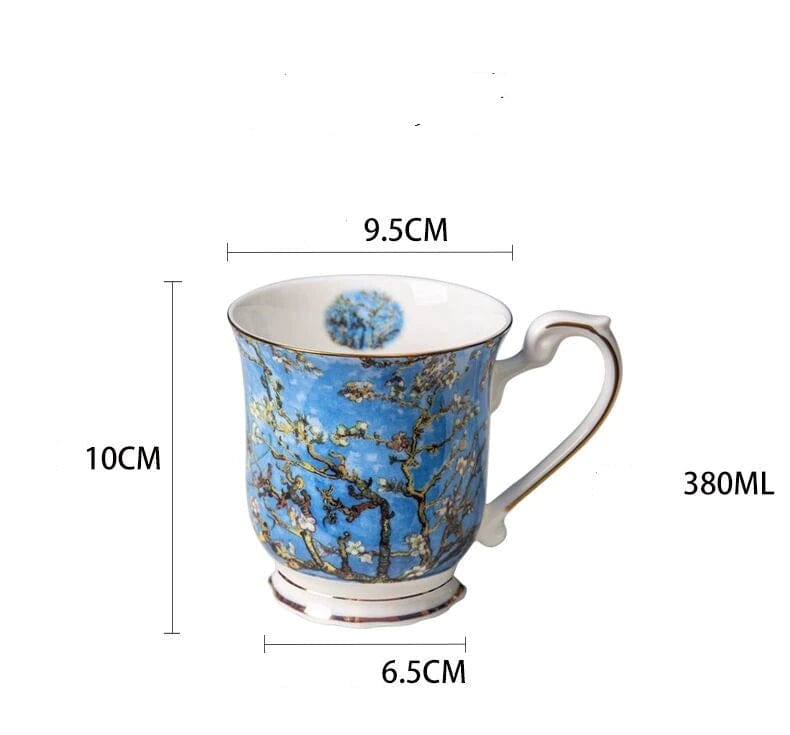 ALDO Home & Kitchen>Cups, Mugs, & Saucers Top Grade Porcelain Coffee or Tea Cup Mug Gold Plated featuring Van Gogh's Classic Oil Paintings