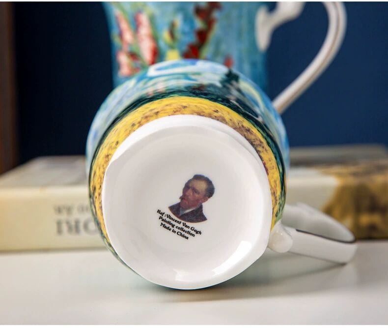 ALDO Home & Kitchen>Cups, Mugs, & Saucers Top Grade Porcelain Coffee or Tea Cup Mug Gold Plated featuring Van Gogh's Classic Oil Paintings