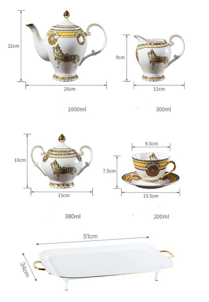 ALDO Home & Kitchen>Dinner Set new / Porcelain / 16 picesCoffee / Tea Set with Big Serving Tray Elegant Luxury Brithish Royal Court Style Hand Made high Quality Fine Porcelain Bone China Gold Plated Coffee and Tea Set 16 Pices