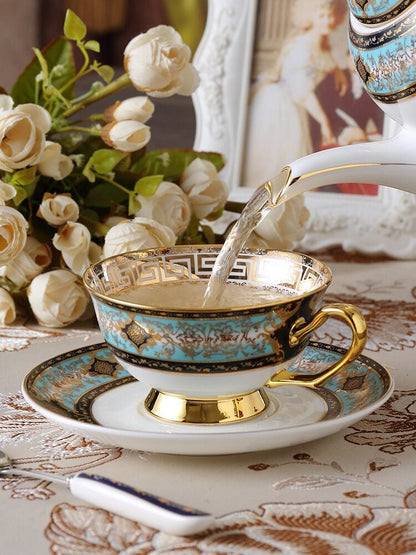 ALDO Home & Kitchen>Dinner Set New / Porcelain Royal Classic Coffee and Tea Set Baroque Style Art Hand Made Fine Porcelain 24 Karat  Gold Plated For Six  Person Comes in the Gift Box