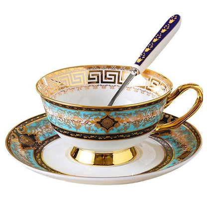 ALDO Home & Kitchen>Dinner Set New / Porcelain Royal Classic Coffee and Tea Set Baroque Style Art Hand Made Fine Porcelain 24 Karat  Gold Plated For Six  Person Comes in the Gift Box