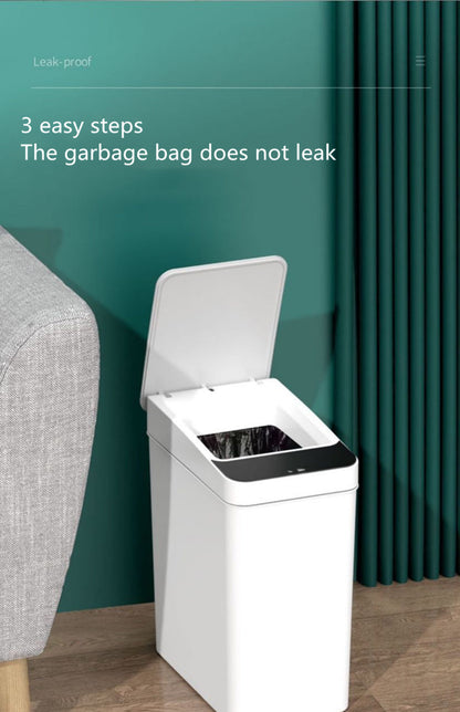 ALDO Household Supplies > Waste Containment > Trash Cans & Wastebaskets 12.5" x 9.25" x 7.4" inches / ABC Plastic / Three Mode Opening Intelligent Smart Trash Can Three Mode Opening Kick Induction Smart Sensor Dustbin Rechargable USB Waterproof Garbage Bin White With Free Set Of Bags