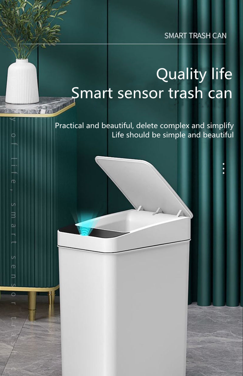 ALDO Household Supplies > Waste Containment > Trash Cans & Wastebaskets Intelligent Smart Trash Can Dual Mode Opening Smart Sensor Rechargeable USB Waterproof Garbage Bin Gray With Free Set Of Bags